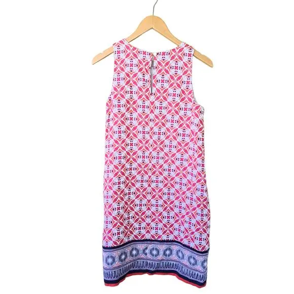 TOMMY BAHAMA Tropical Terrazza Sleeveless Linen Shift Dress Small Paradise Pink