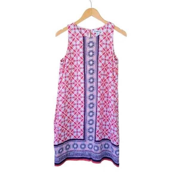 TOMMY BAHAMA Tropical Terrazza Sleeveless Linen Shift Dress Small Paradise Pink