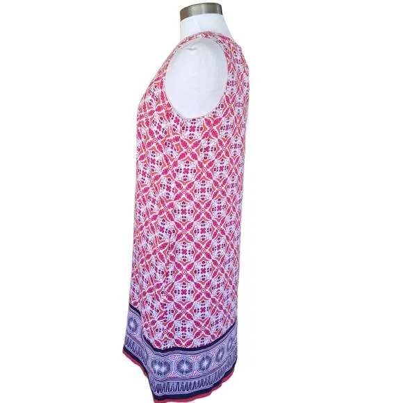 TOMMY BAHAMA Tropical Terrazza Sleeveless Linen Shift Dress Small Paradise Pink