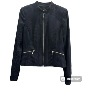 Tommy Hilfiger Pin Striped Blue Ladies Suit Jacket Zip Up Front Tailored Fit