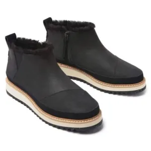 TOMS Booties Size 9.5 Black Water Resistant Faux Fur Winter Boots NEW