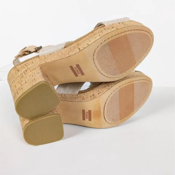 TOMS Ibiza Platform Sandal Cross Strap Multi Pearlized Metallic Women's 7.5