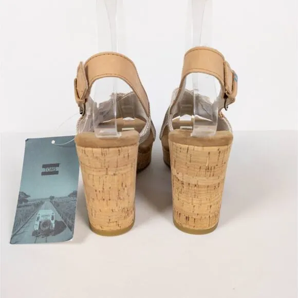 TOMS Ibiza Platform Sandal Cross Strap Multi Pearlized Metallic Women's 7.5