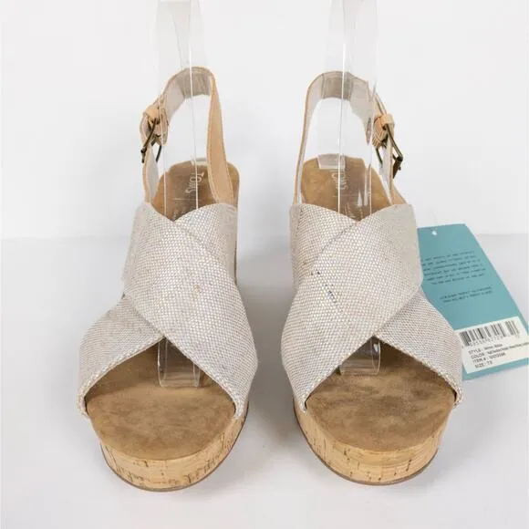 TOMS Ibiza Platform Sandal Cross Strap Multi Pearlized Metallic Women's 7.5