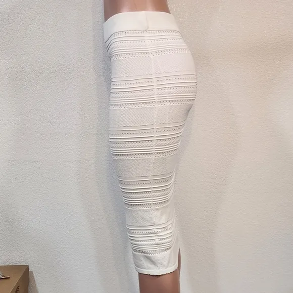 TORN by Ronny Kobo Classic Boho Pointelle Fitted Stretchy Cream Skirt M