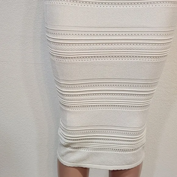 TORN by Ronny Kobo Classic Boho Pointelle Fitted Stretchy Cream Skirt M