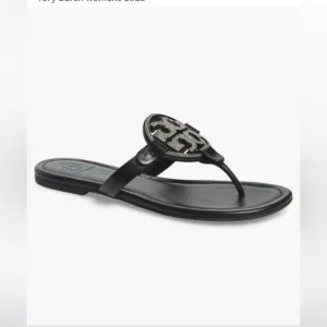 Tory Burch Black leather miller pave sandals size 6.5 Thong