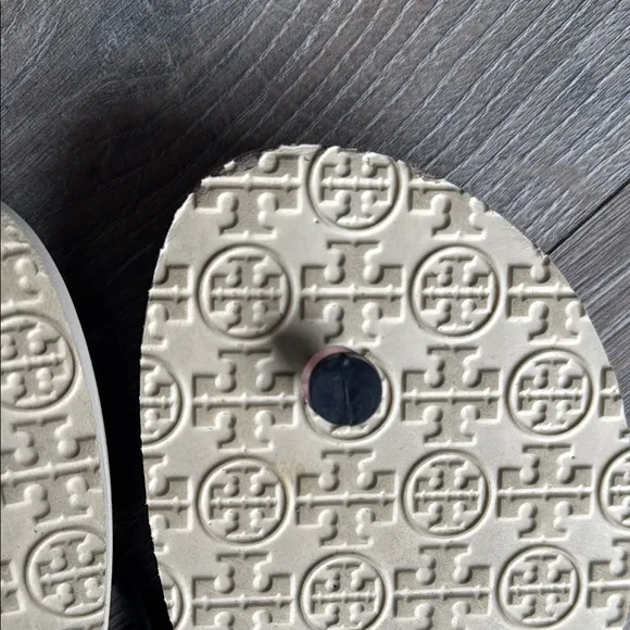 Tory Burch Blue and White Checkered Sandals