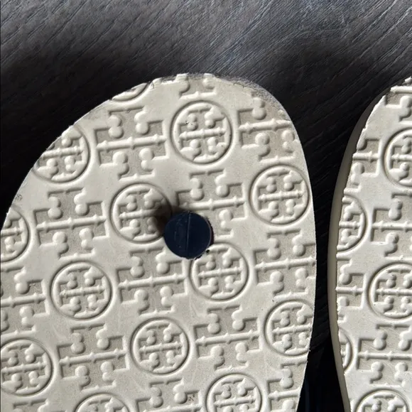 Tory Burch Blue and White Checkered Sandals