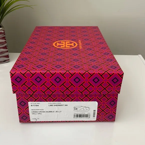 Tory Burch Criss Cross Bubble Jelly Sandals Lime Sherbert size 8