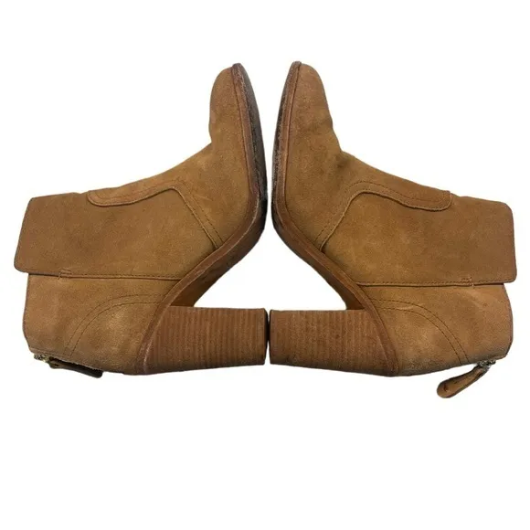 TORY BURCH Kira Size 6.5 Heeled Ankle Boots Tan Suede