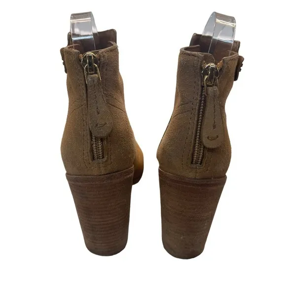 TORY BURCH Kira Size 6.5 Heeled Ankle Boots Tan Suede