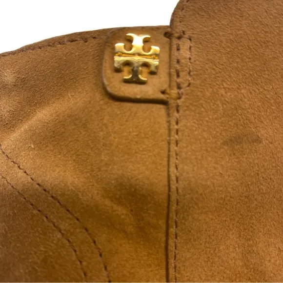TORY BURCH Kira Size 6.5 Heeled Ankle Boots Tan Suede