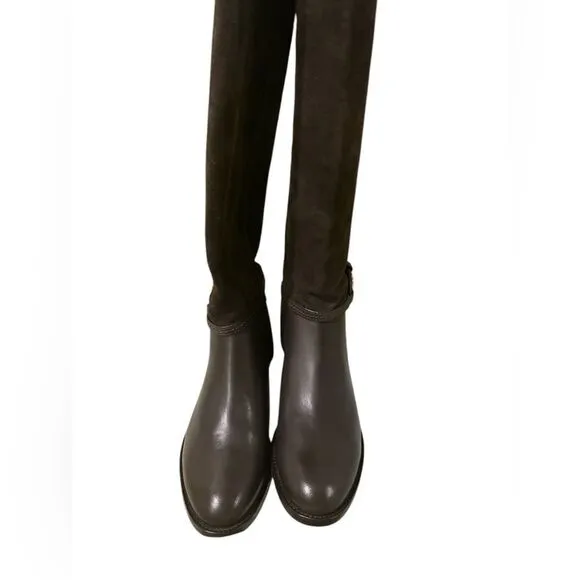 Tory Burch Miller Wide Calf 25mm Leather &amp; Suede Boot Corvino