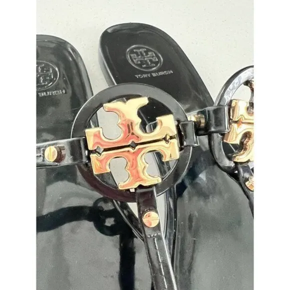 TORY BURCH MINI MILLER BLACK SLIDE SANDALS SIZE 10