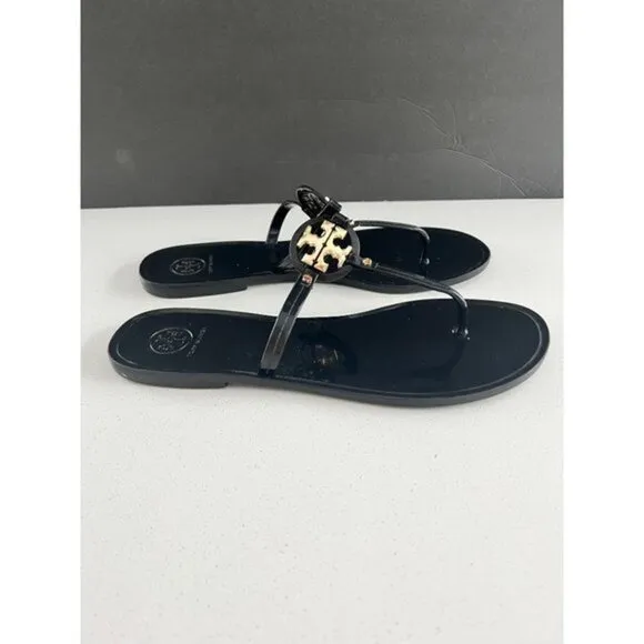 TORY BURCH MINI MILLER BLACK SLIDE SANDALS SIZE 10