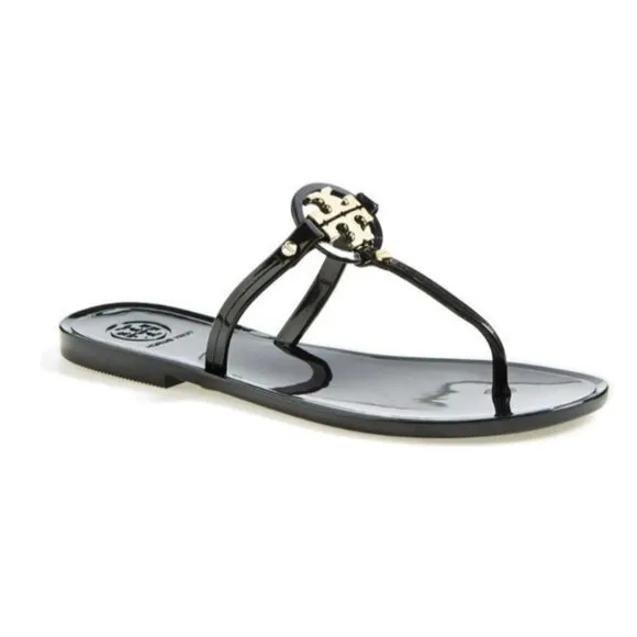 TORY BURCH MINI MILLER BLACK SLIDE SANDALS SIZE 10
