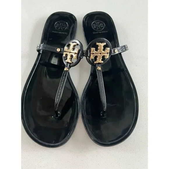 TORY BURCH MINI MILLER BLACK SLIDE SANDALS SIZE 10