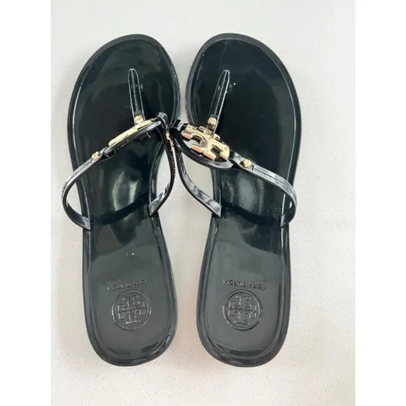 TORY BURCH MINI MILLER BLACK SLIDE SANDALS SIZE 10