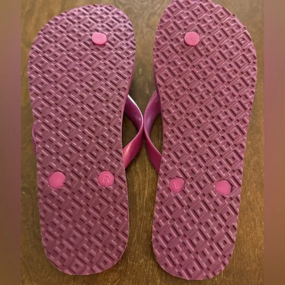 Tory Burch Party Fuschia Flip Flops Designer Sandals Shoes Beach Womens Size 8