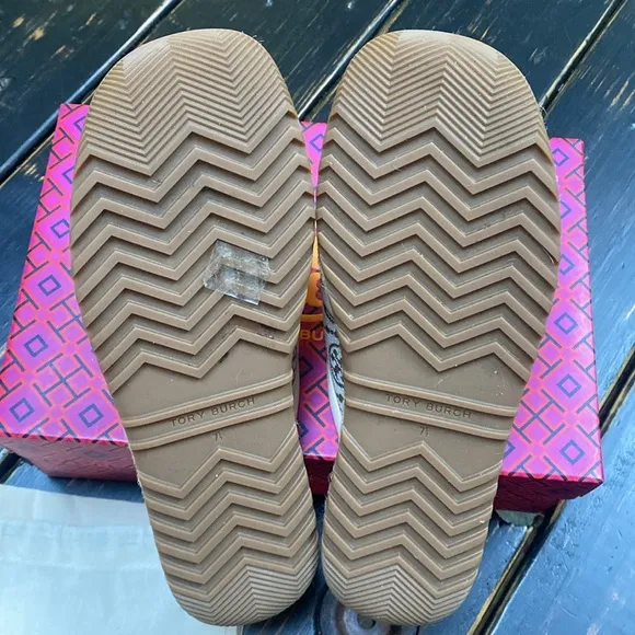 TORY BURCH T MONOGRAM JACQUARD LEATHER CRISSCROSS ESPADRILLE SLIDES SANDALS