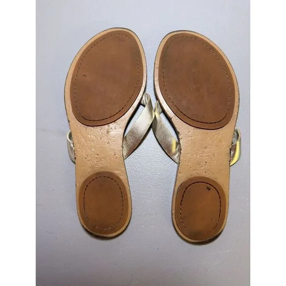 Tory Burch Womens Sandals Manon‎ Thong Flip Gold Vachetta Leather 7.5M #18