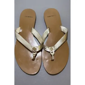 Tory Burch Womens Sandals Manon‎ Thong Flip Gold Vachetta Leather 7.5M #18