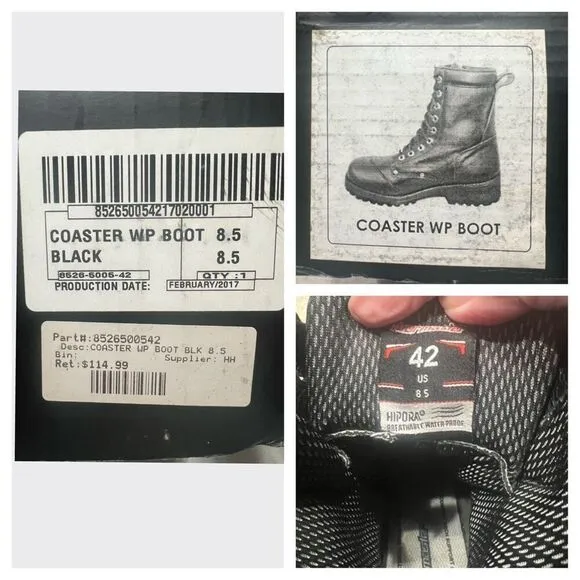Tourmaster Coaster WP Mens Road Boots Black Sz 8.5 NIB
