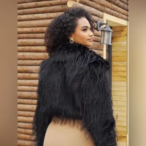 🎥Trendy Blank NYC Faux Fur Jacket | Chic Black Outerwear with Elegance &amp; Style