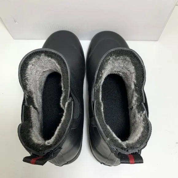 Tretorn Lara Lined Chelsea Rain Boots Faux Fur Booties Black Size 8 NEW