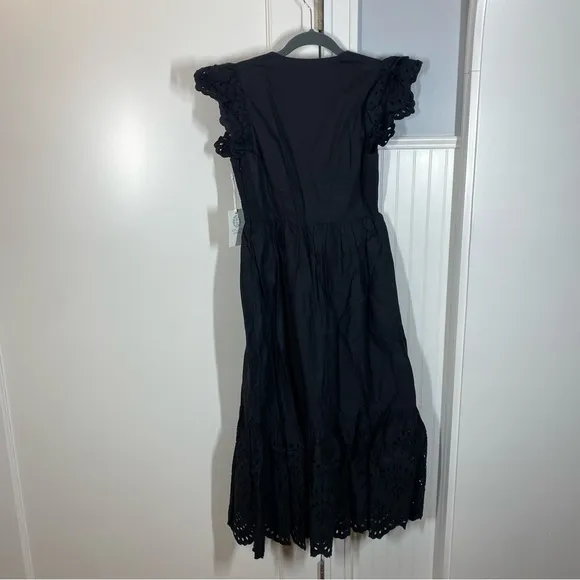 Tuckernuck HYACINTH HOUSE Black Eyelet Marshall Midi Dress size xs NWT LBD Prep