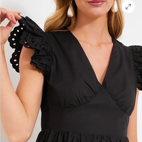 Tuckernuck HYACINTH HOUSE Black Eyelet Marshall Midi Dress size xs NWT LBD Prep