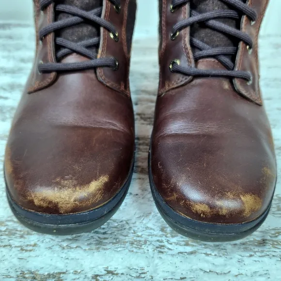 UGG &quot;Kesey&quot; Waterproof Leather Knit Combat Boot Chestnut Brown, Women's Size 9.5