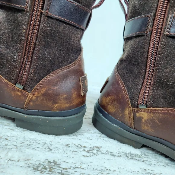 UGG &quot;Kesey&quot; Waterproof Leather Knit Combat Boot Chestnut Brown, Women's Size 9.5