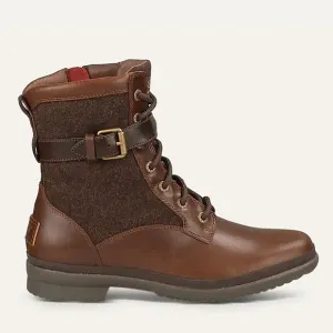UGG &quot;Kesey&quot; Waterproof Leather Knit Combat Boot Chestnut Brown, Women's Size 9.5