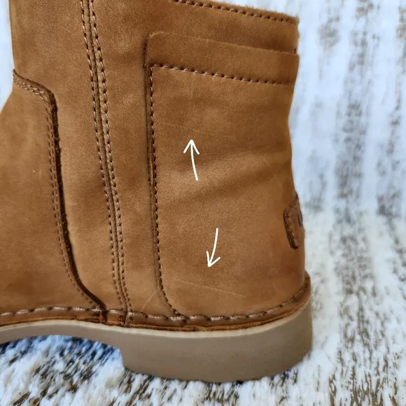 UGG &quot;Rea&quot; Chestnut Nubuck Leather Ankle Boots Shearling Wool | Women's Size 9