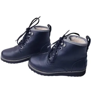 UGG Australia 1003165K Sheepskin Lined Black Leather Boots Boys US1 Waterproof