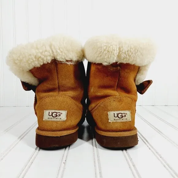 Ugg Australia Bailey Bow Kids Suede Faux Fur Winter Boots D261