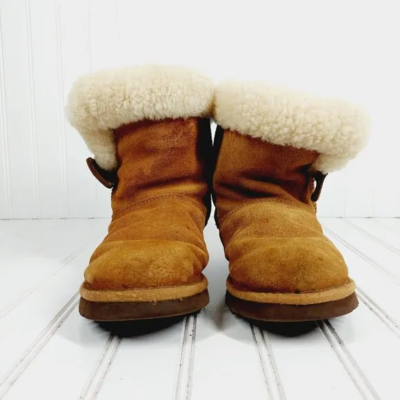 Ugg Australia Bailey Bow Kids Suede Faux Fur Winter Boots D261