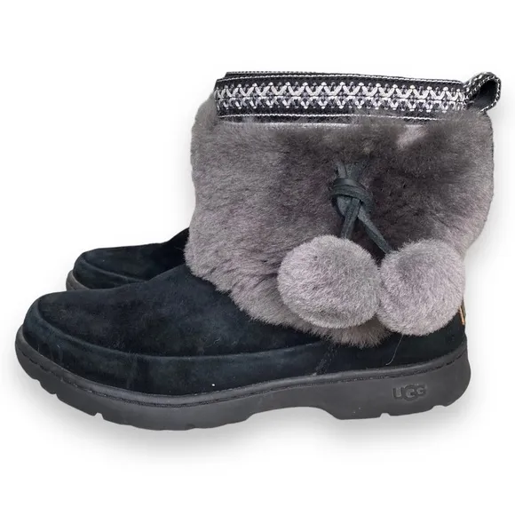 UGG Australia Black Classic Brie Sheepskin Suede Boots Womens Size 8