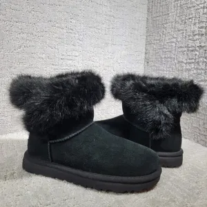 UGG Australia Cathie Women's Size 6 US Black Suede Faux Fur Boots 1109852