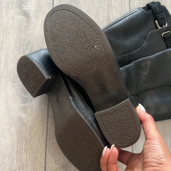 Ugg Australia Darcie black leather and suede riding boots size 5.5