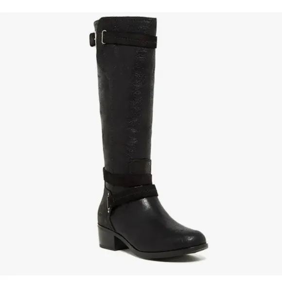 Ugg Australia Darcie black leather and suede riding boots size 5.5