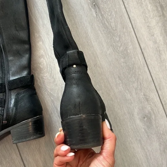 Ugg Australia Darcie black leather and suede riding boots size 5.5