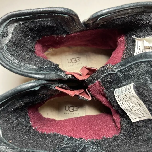 Ugg Australia Simmens Women's 6 Black Waterproof Straps Buckles 1008439 Low Calf