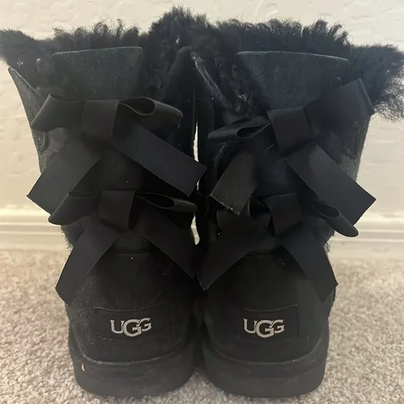 UGG Black Bailey Bow II Boots, Big Kids 2