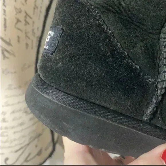 UGG Black Classic Short II Suede Water Repellant Faux Fur Boots
