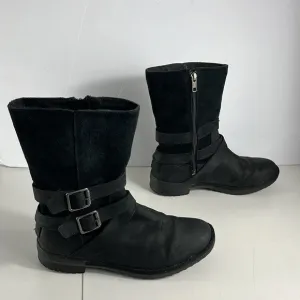 UGG Black Insulated Cushioned Belted Waterproof With Buckle boots women’s 7