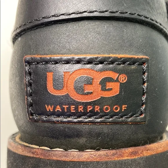 UGG Black Noira Leather Women’s Moto Boots Size 8 Waterproof