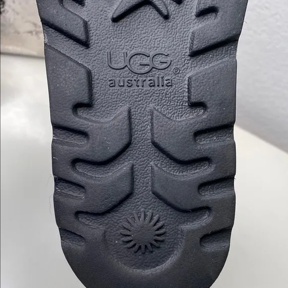 UGG Black Noira Leather Women’s Moto Boots Size 8 Waterproof